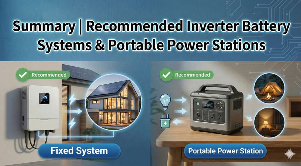Summary Recommended Inverter Battery Systems and Portable Power Stations