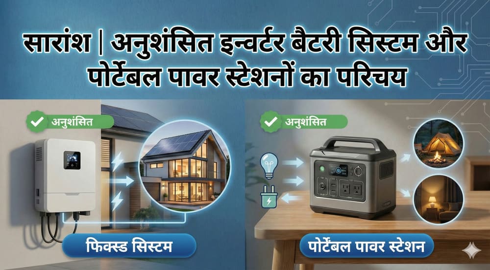 सारांश अनुशंसित इन्वर्टर बैटरी सिस्टम और पोर्टेबल पावर स्टेशन का परिचय